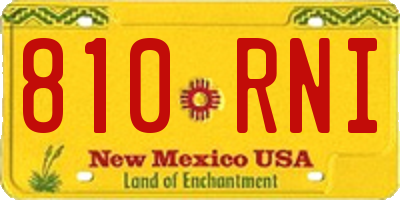 NM license plate 810RNI
