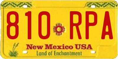 NM license plate 810RPA