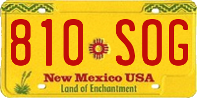 NM license plate 810SOG