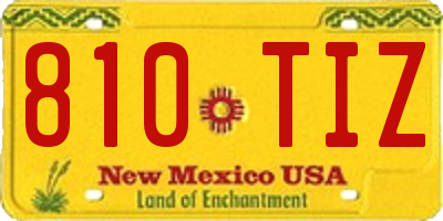 NM license plate 810TIZ