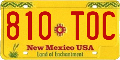 NM license plate 810TOC