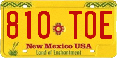 NM license plate 810TOE