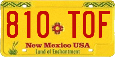 NM license plate 810TOF