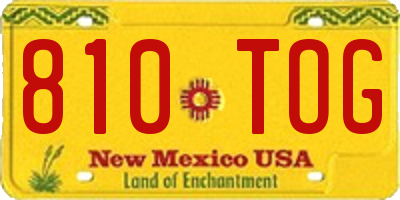 NM license plate 810TOG