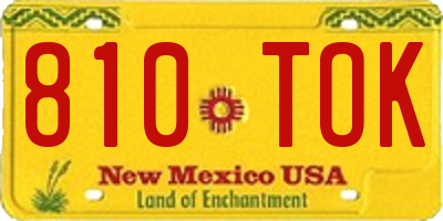 NM license plate 810TOK