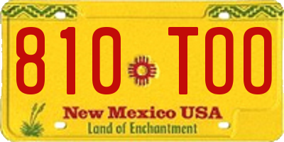 NM license plate 810TOO