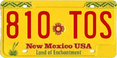 NM license plate 810TOS