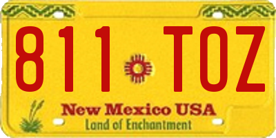 NM license plate 811TOZ