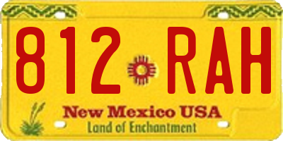 NM license plate 812RAH