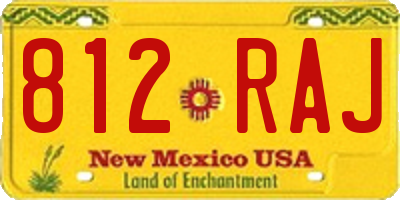 NM license plate 812RAJ