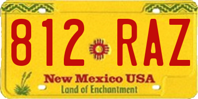 NM license plate 812RAZ