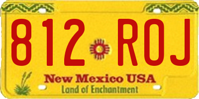 NM license plate 812ROJ