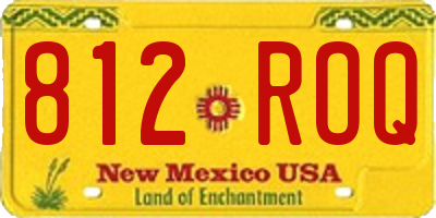 NM license plate 812ROQ