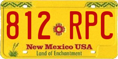 NM license plate 812RPC