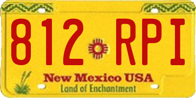 NM license plate 812RPI