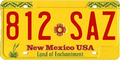 NM license plate 812SAZ