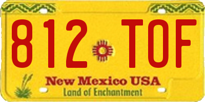 NM license plate 812TOF