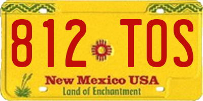 NM license plate 812TOS