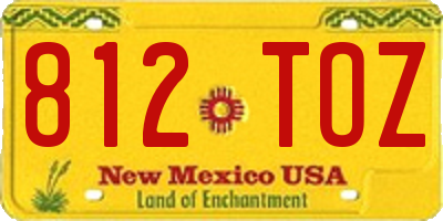 NM license plate 812TOZ