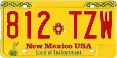 NM license plate 812TZW