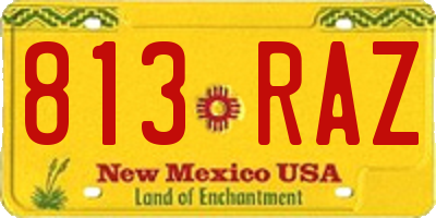 NM license plate 813RAZ