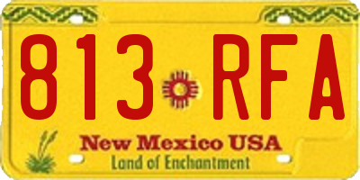 NM license plate 813RFA