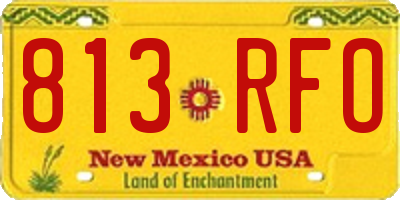 NM license plate 813RFO