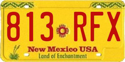 NM license plate 813RFX