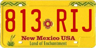 NM license plate 813RIJ