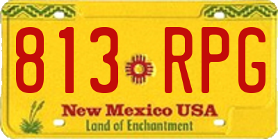 NM license plate 813RPG