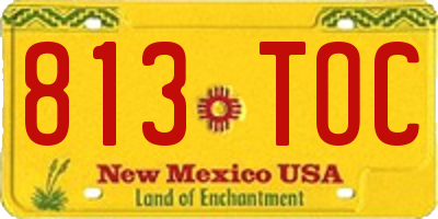 NM license plate 813TOC