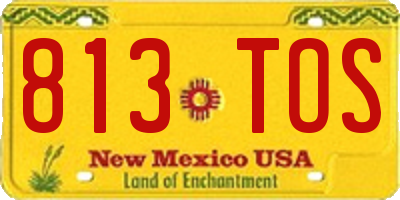 NM license plate 813TOS