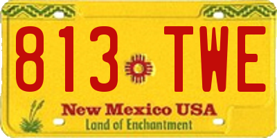 NM license plate 813TWE