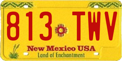 NM license plate 813TWV