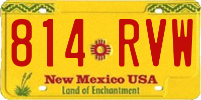 NM license plate 814RVW