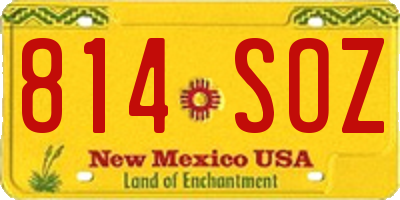 NM license plate 814SOZ