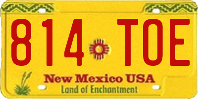 NM license plate 814TOE