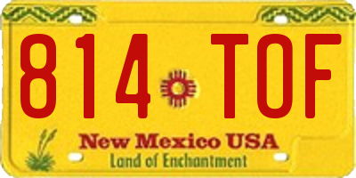 NM license plate 814TOF