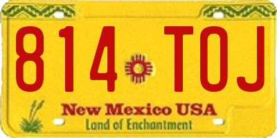 NM license plate 814TOJ