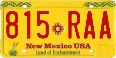 NM license plate 815RAA