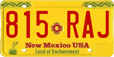 NM license plate 815RAJ