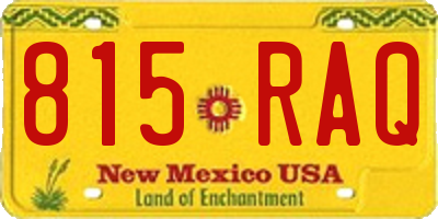NM license plate 815RAQ