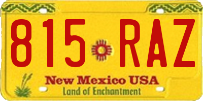 NM license plate 815RAZ