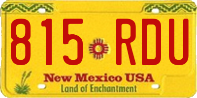 NM license plate 815RDU