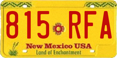 NM license plate 815RFA