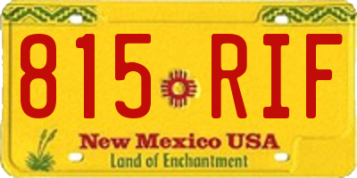 NM license plate 815RIF