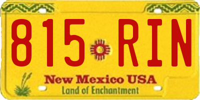 NM license plate 815RIN