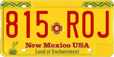 NM license plate 815ROJ