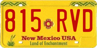 NM license plate 815RVD