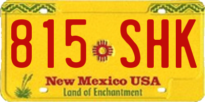 NM license plate 815SHK